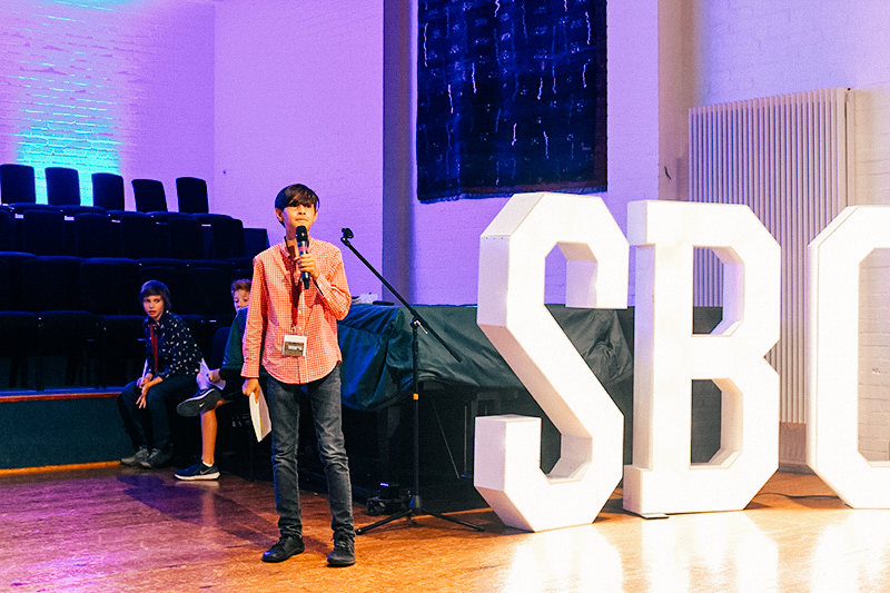student giving his SBC time to shine presentation