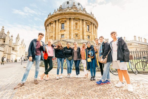 Students stood in front of the Rad Cam building in Oxford 1 of 1 2