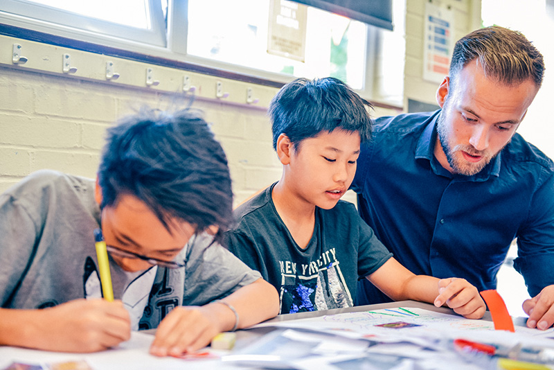 paragraph writing prompts grade 8 two male students and teacher in class lowres