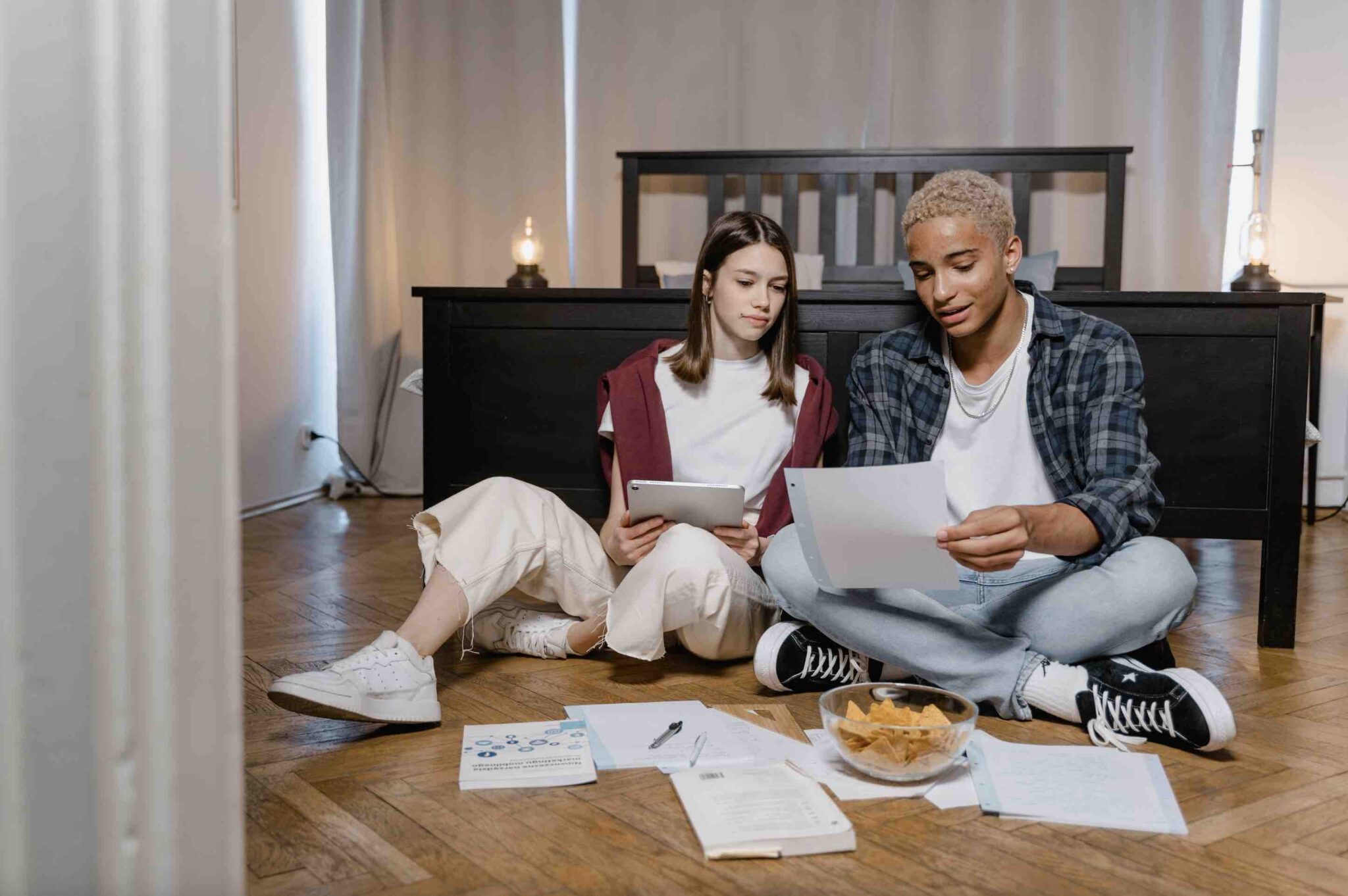 Boy and Girl preparing for exams
