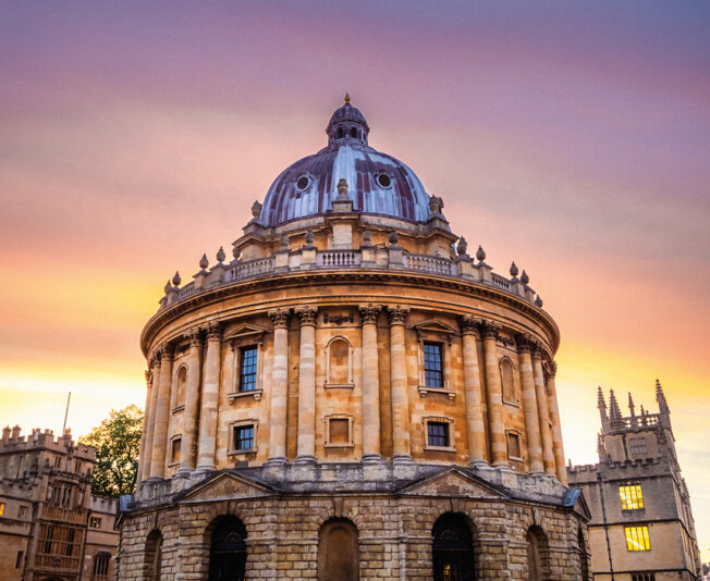 Sunset surronding the Oxford Radcliffe while on a Summer Boarding Courses