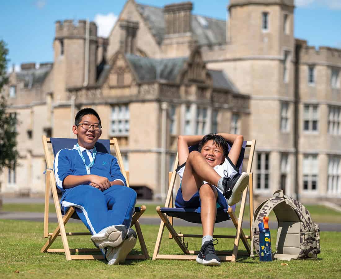 Two 11 year old students at Canford school