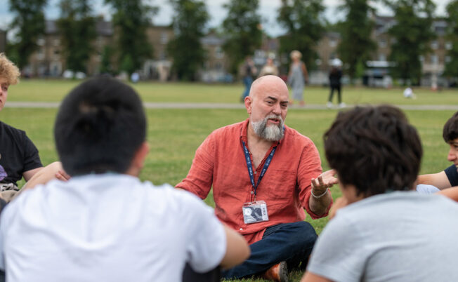 Our college prinicpal sat in a circle with Summer Boarding Courses students all chatting, smiling and laughing