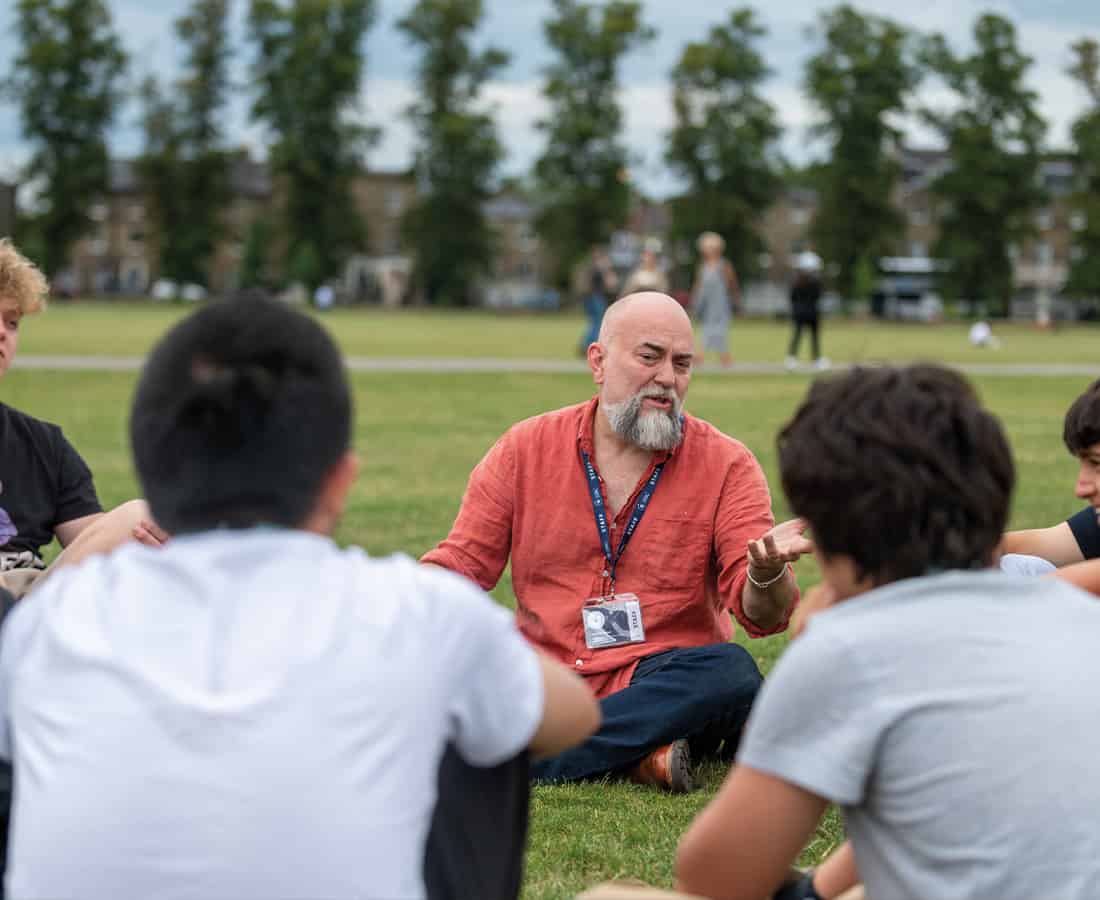 Our college prinicpal sat in a circle with Summer Boarding Courses students all chatting, smiling and laughing