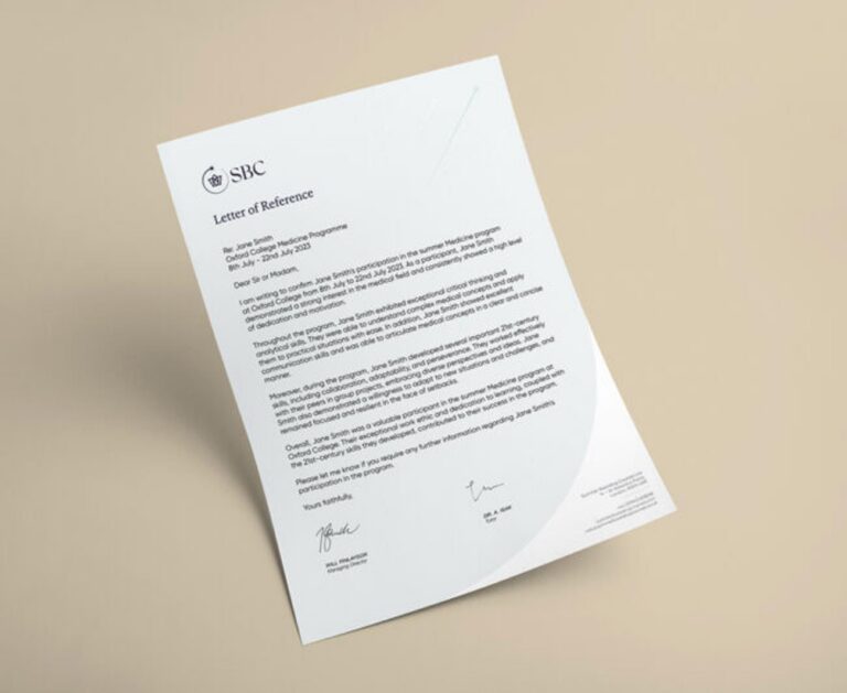 SBC letter of reference mock-up